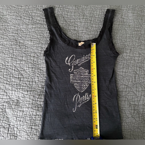 Harley-Davidson Motorcycles Vintage Women's Black lace Tank Top - Picture 3 of 6